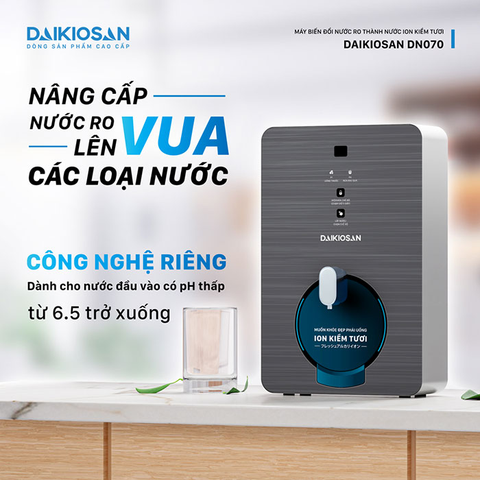 Máy biến đổi nước RO thành nước ion kiềm tươi Daikiosan DN070